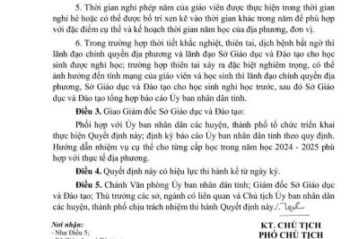 QUYẾT ĐỊNH SỐ 2275/QĐ-UBND TỈNH KIÊN GIANG (KHUNG KẾ HOẠCH NĂM HỌC 2024-2025)