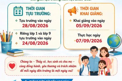 THÔNG BÁO TỰU TRƯỜNG NĂM HỌC 2026-2027