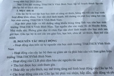 Liên đội duy trì, phát triển ít nhất 01 câu lạc bộ văn hóa, văn nghệ, thể thao cấp liên độ
